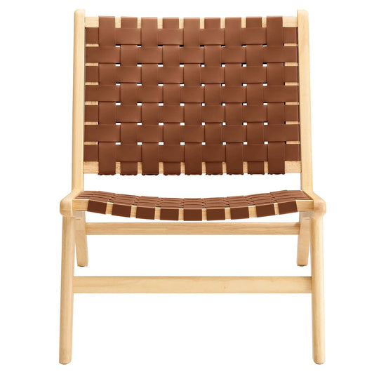 Saoirse Faux Leather Wood Accent Lounge Chair - Elite Maison