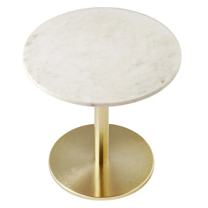 Viva Round White Marble Side Table - Elite Maison