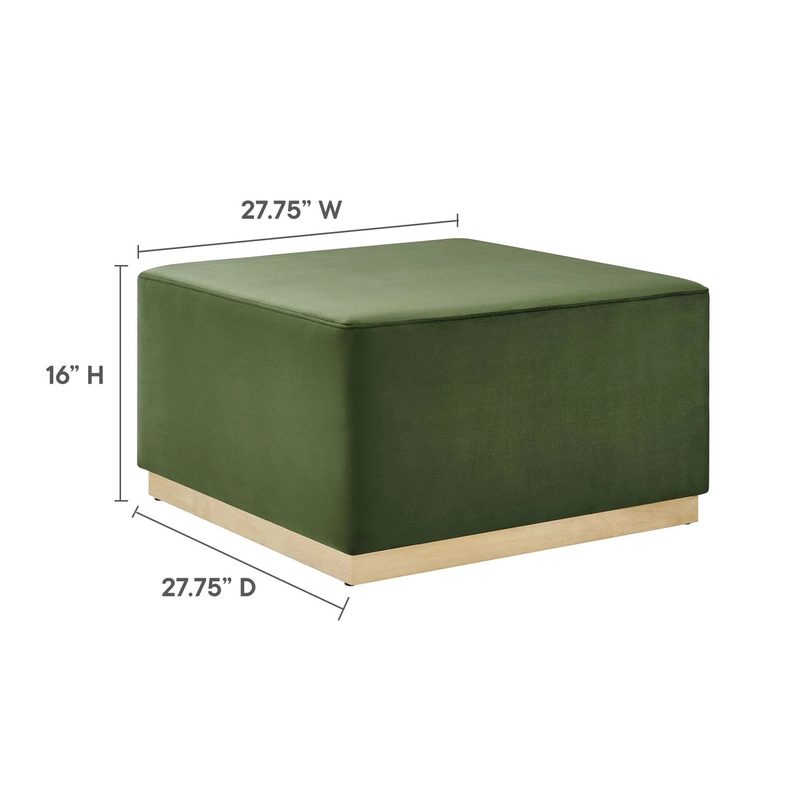 Tilden Large 28" Square Performance Velvet Upholstered Ottoman - Elite Maison