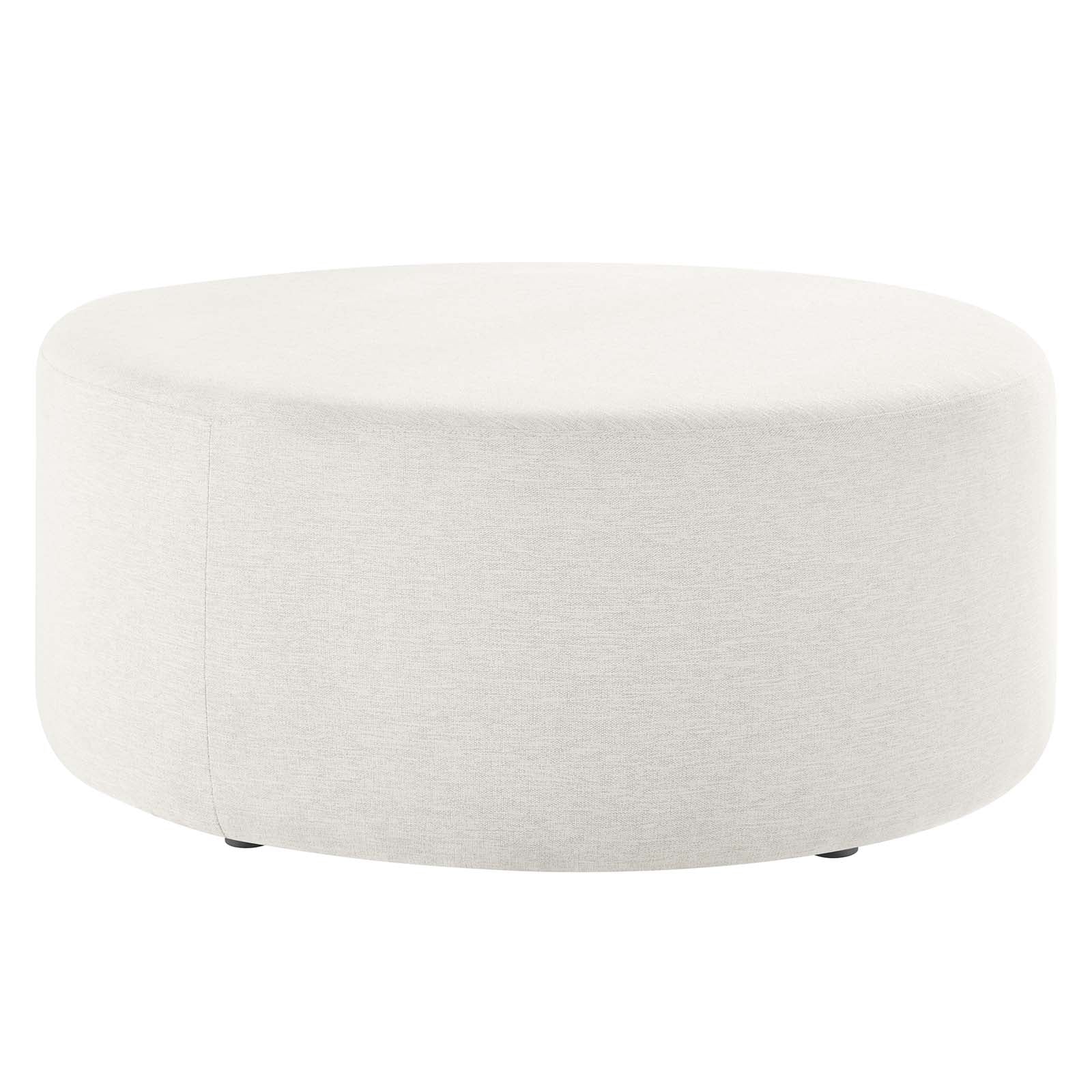 Callum Large 38" Round Woven Heathered Fabric Upholstered Ottoman - Elite Maison