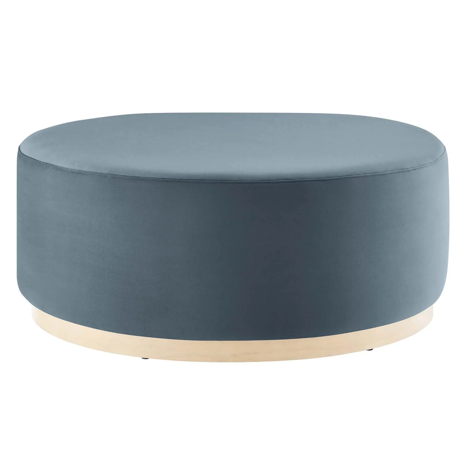 Tilden Large 38" Round Performance Velvet Upholstered Ottoman - Elite Maison