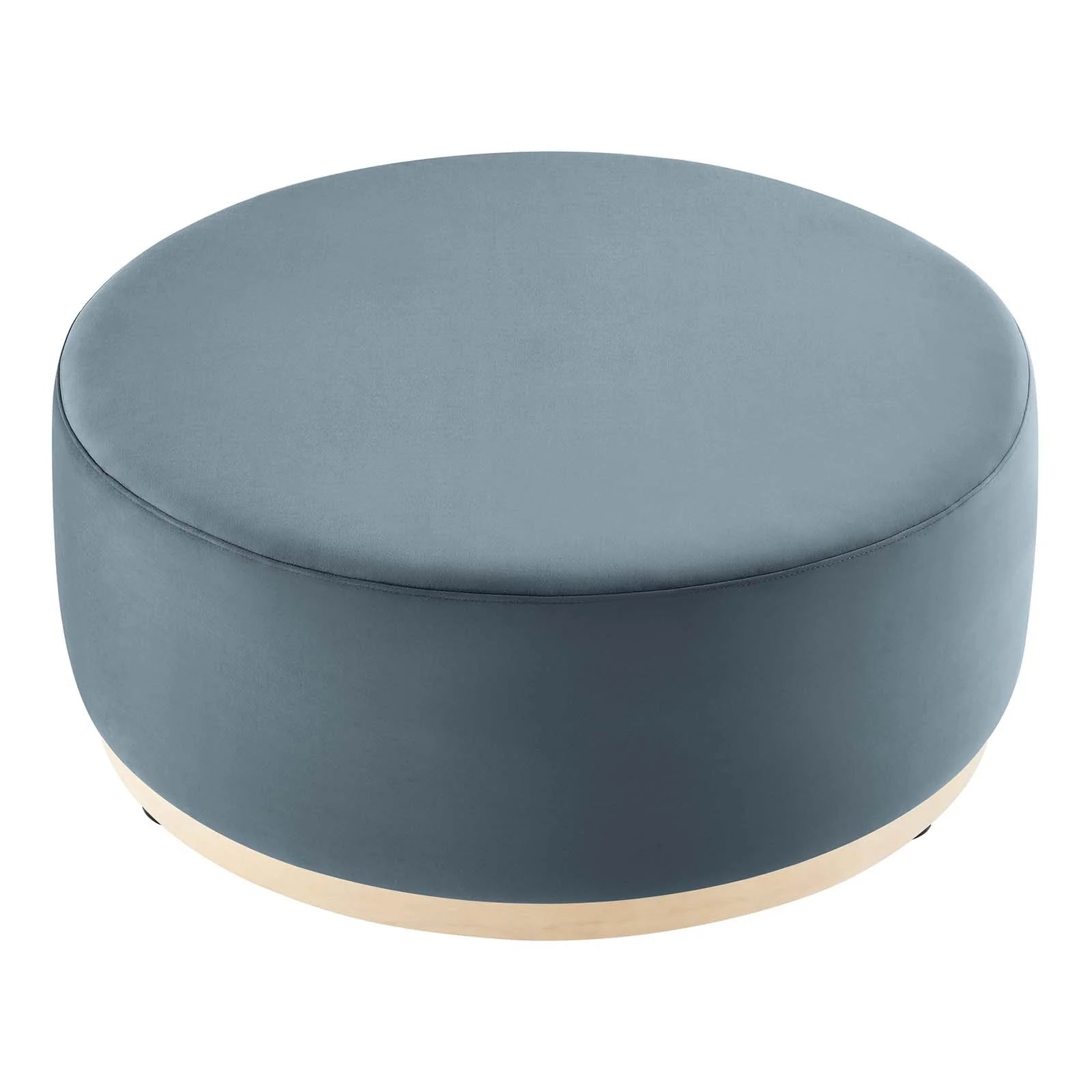 Tilden Large 38" Round Performance Velvet Upholstered Ottoman - Elite Maison