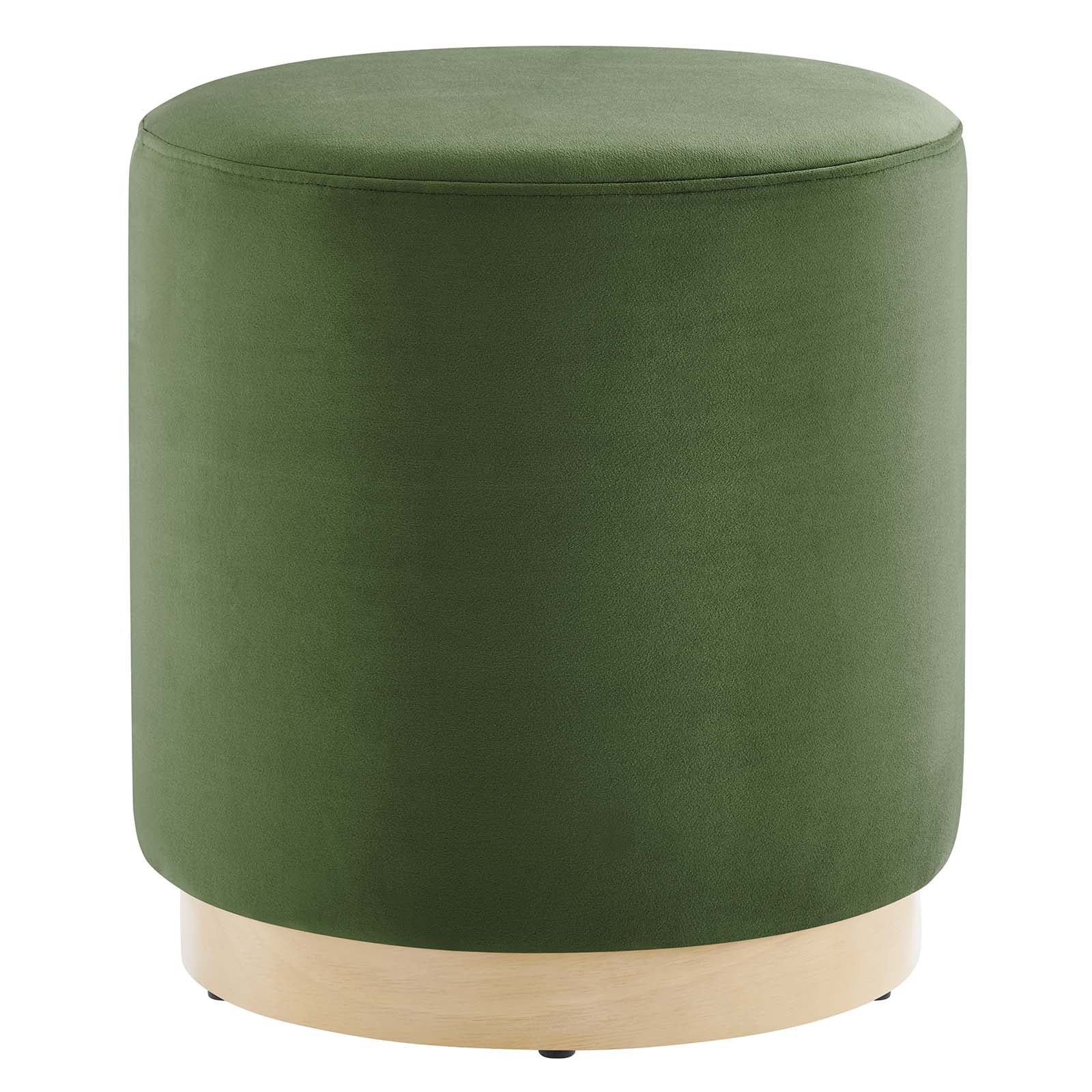 Tilden 16" Round Performance Velvet Upholstered Ottoman - Elite Maison