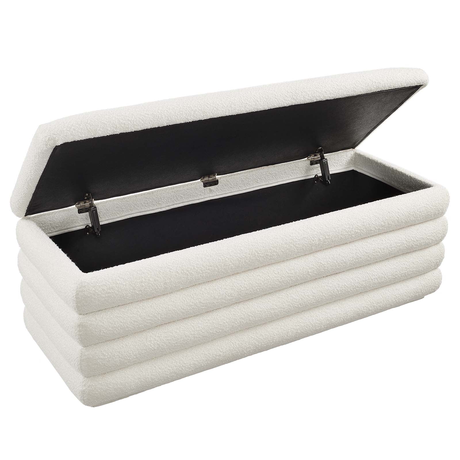 Mezzo Boucle Upholstered Storage Bench - Elite Maison