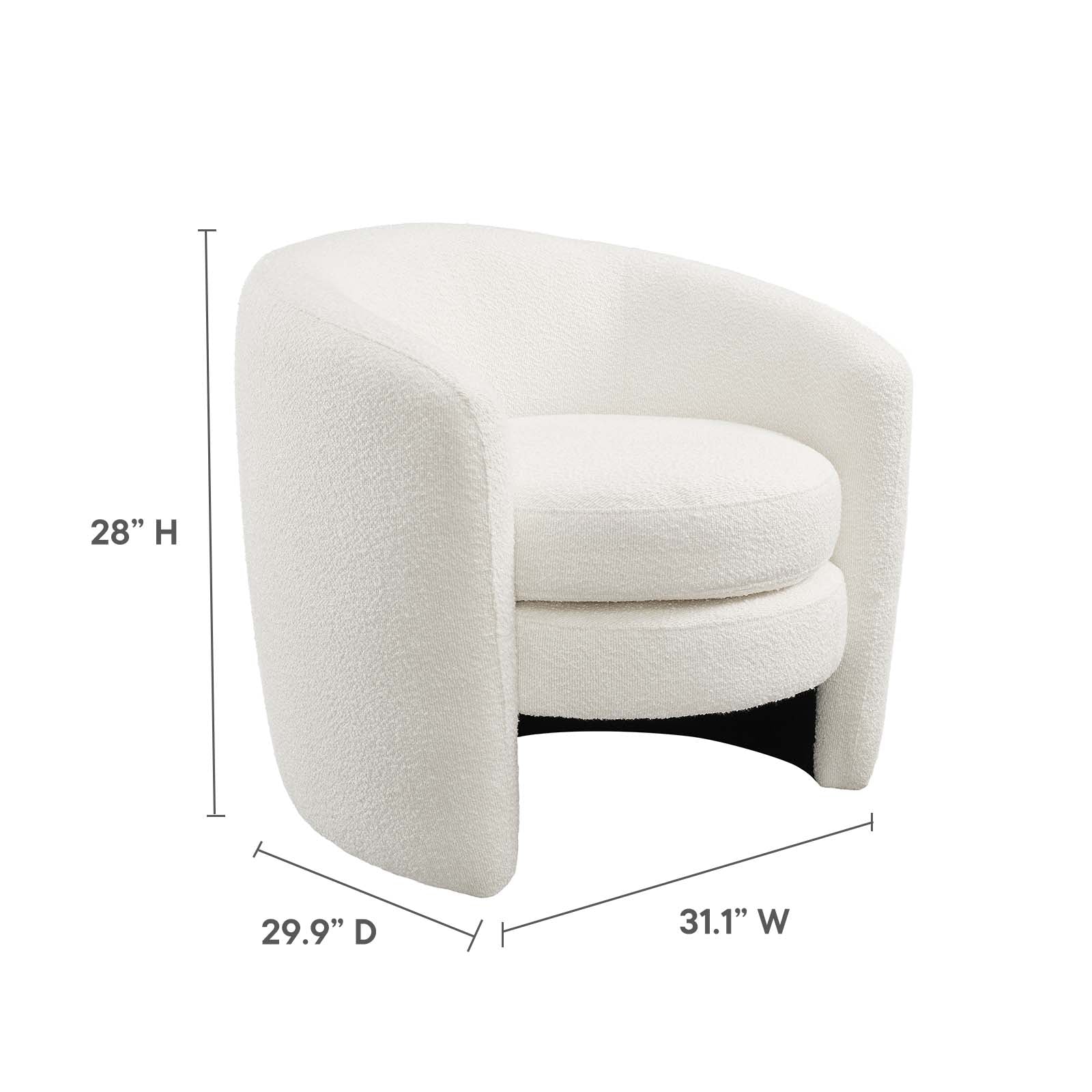 Affinity Upholstered Boucle Fabric Curved Back Armchair - Elite Maison