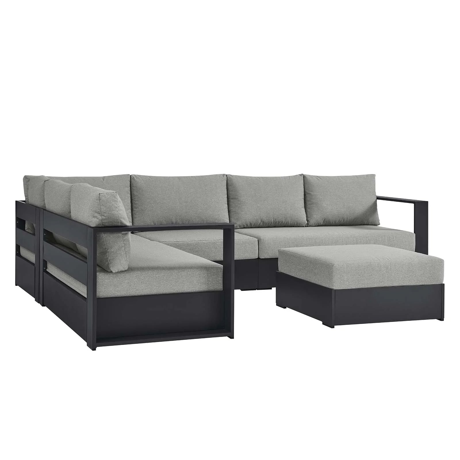 Tahoe Outdoor Patio Powder-Coated Aluminum 5-Piece Sectional Sofa Set - Elite Maison