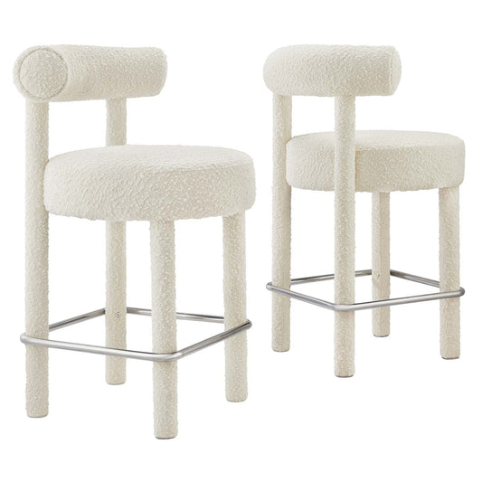 Toulouse Boucle Fabric Counter Stool - Set of 2 - Elite Maison