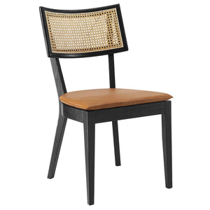 Caledonia Vegan Leather Upholstered Wood Dining Chairs - Set of 2 - Elite Maison