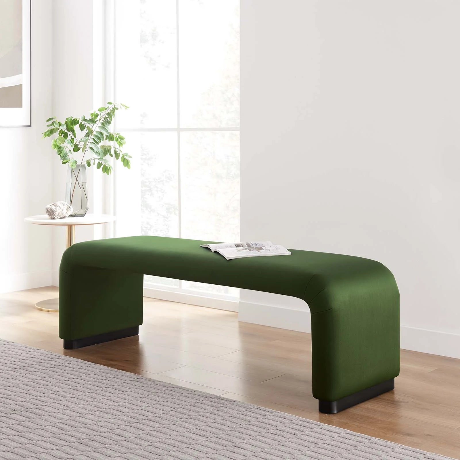 Koda Performance Velvet Waterfall Long Bench - Elite Maison