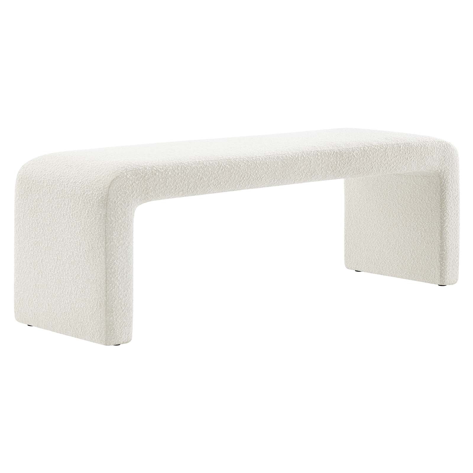 Simba Boucle Fabric Waterfall Long Bench - Elite Maison