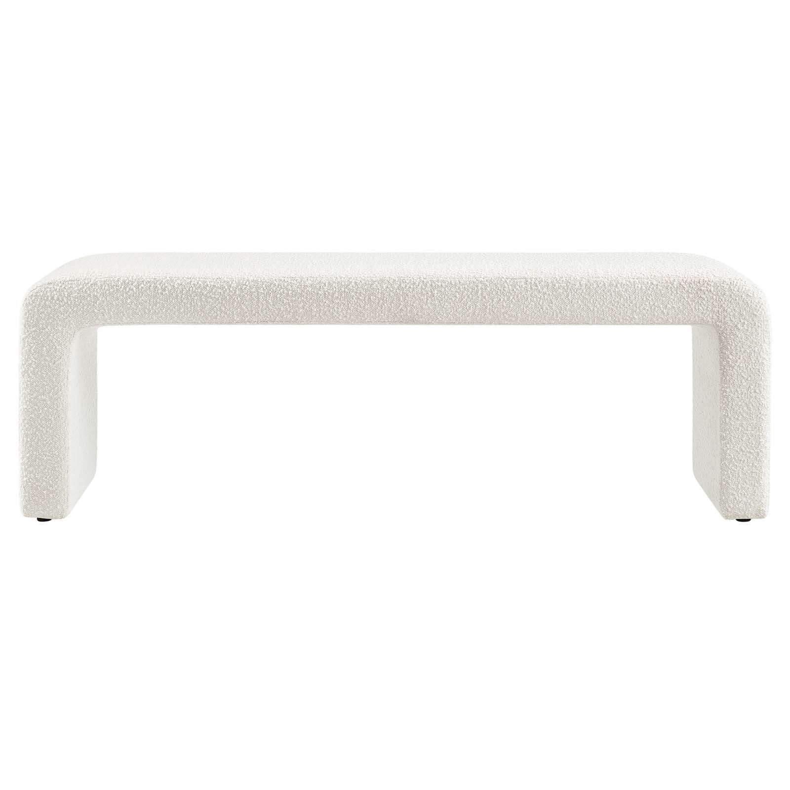 Simba Boucle Fabric Waterfall Long Bench - Elite Maison