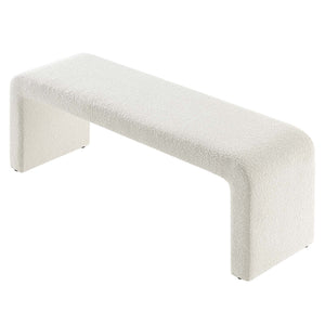 Simba Boucle Fabric Waterfall Long Bench - Elite Maison