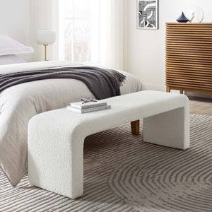 Simba Boucle Fabric Waterfall Long Bench - Elite Maison