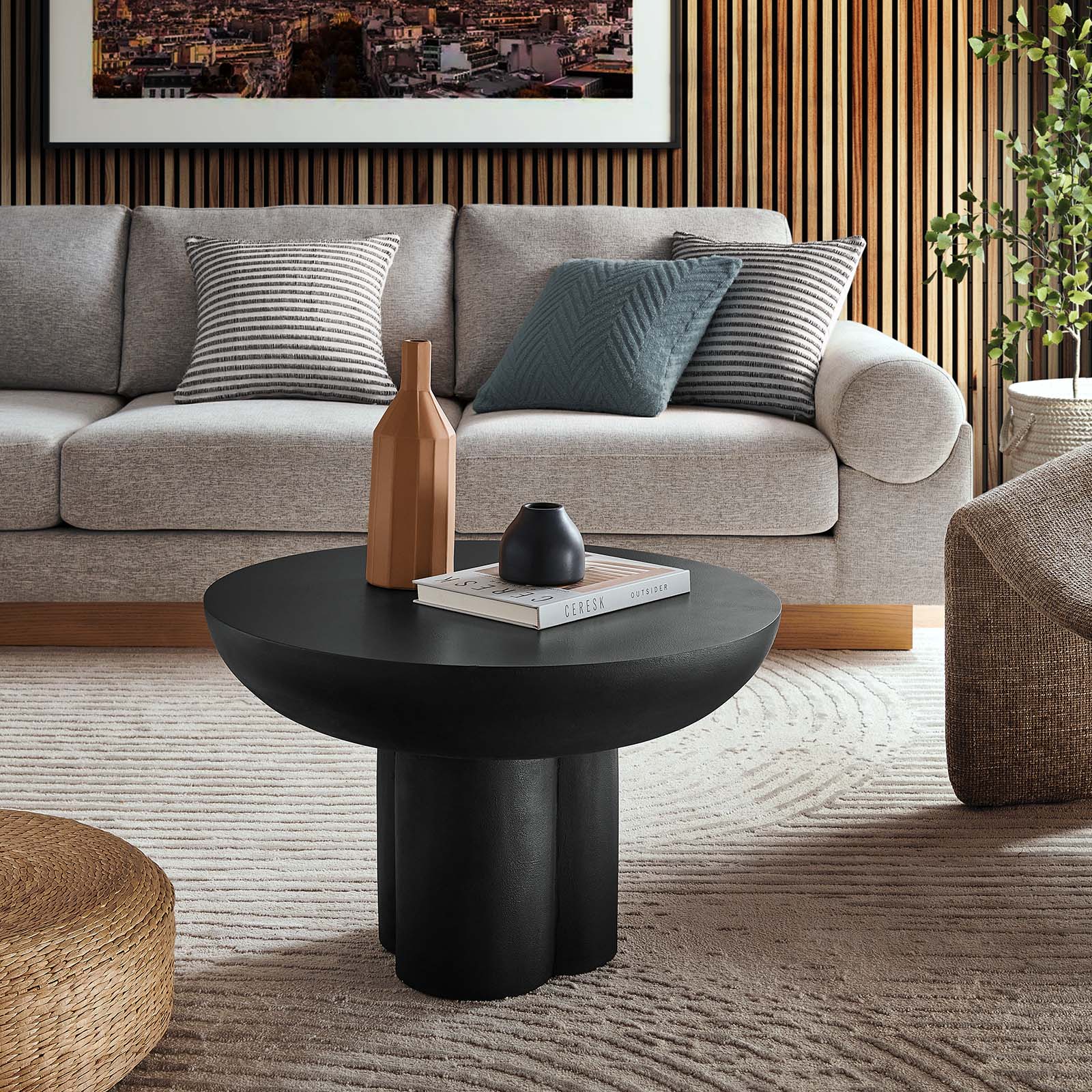 Caspian Round Concrete Coffee Table - Elite Maison
