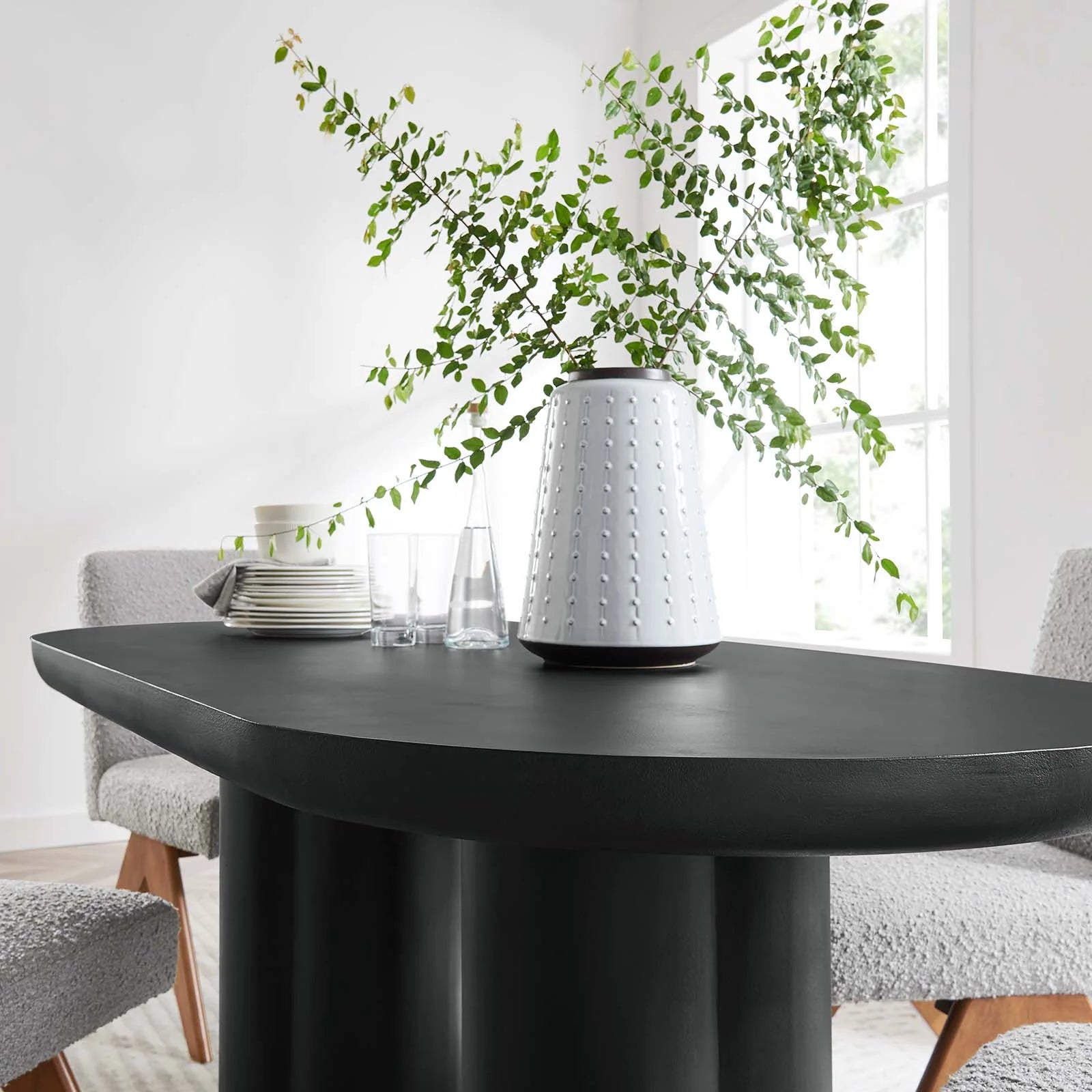 Caspian 72" Oval Concrete Dining Table - Elite Maison