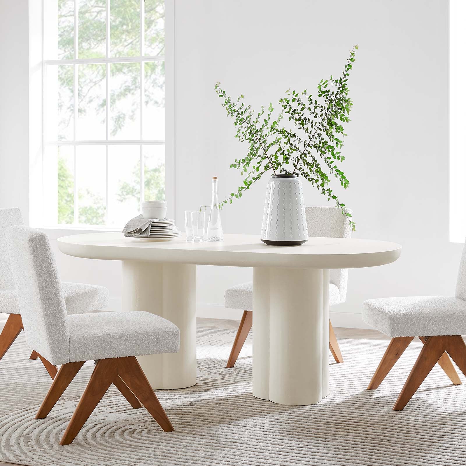 Caspian 72" Oval Concrete Dining Table - Elite Maison