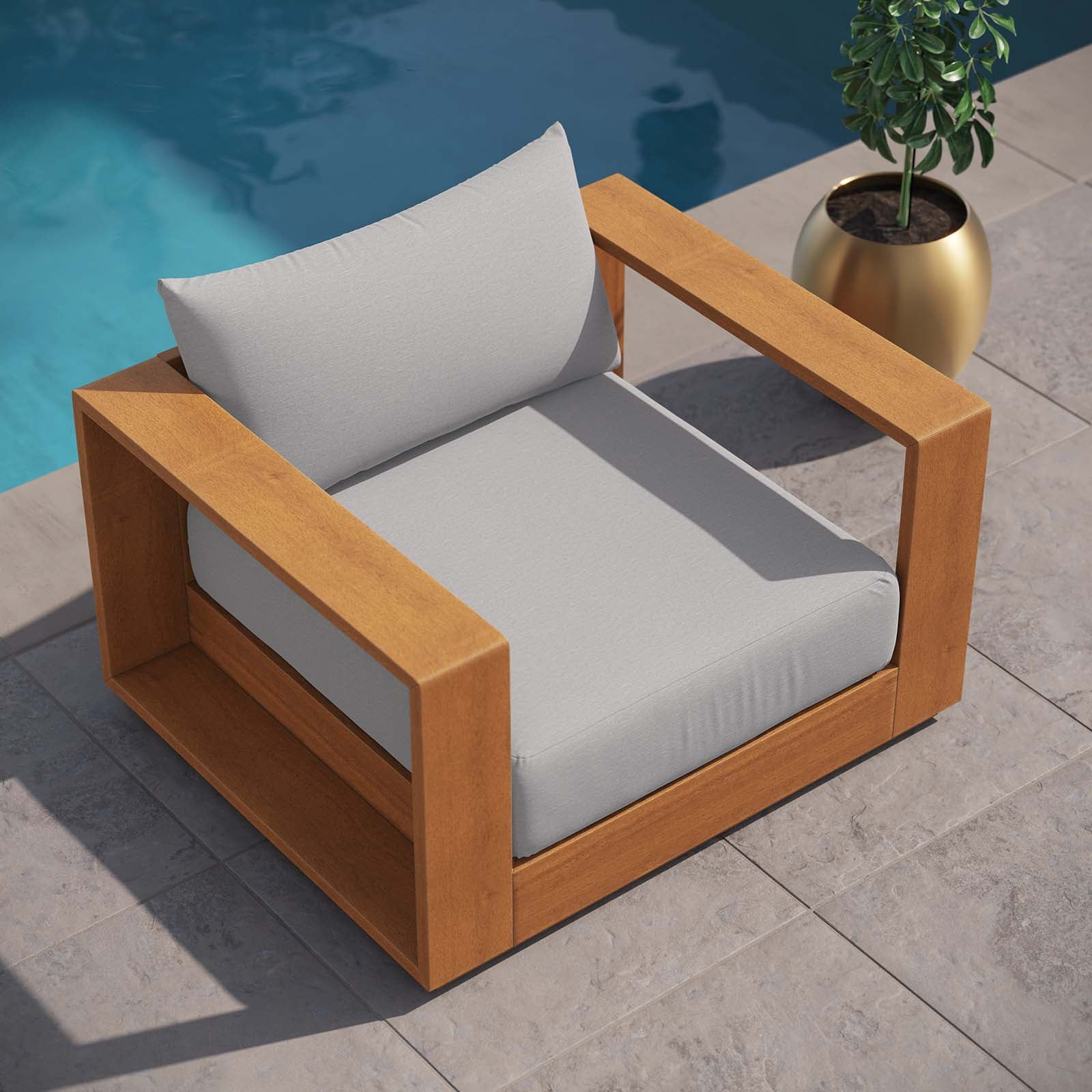 Tahoe Outdoor Patio Acacia Wood Chair - Elite Maison
