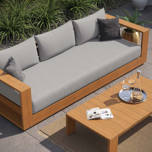 Tahoe Outdoor Patio Acacia Wood 2-Piece Sofa and Coffee Table Set - Elite Maison