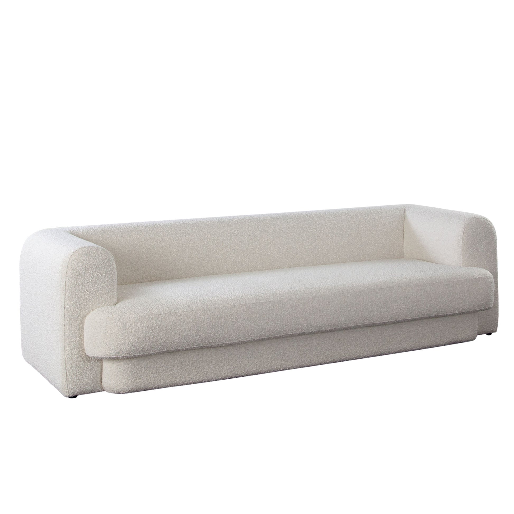 Form Sofa in Ivory Boucle Fabric w/ (2) Accent Pillow Balls - Elite Maison