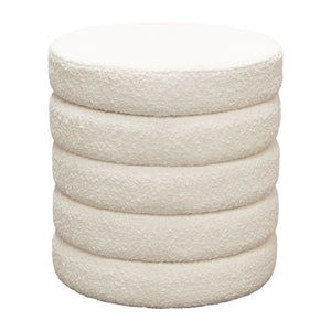 Helix Round Accent Ottoman in Ivory Boucle - Elite Maison
