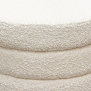 Helix Round Accent Ottoman in Ivory Boucle - Elite Maison