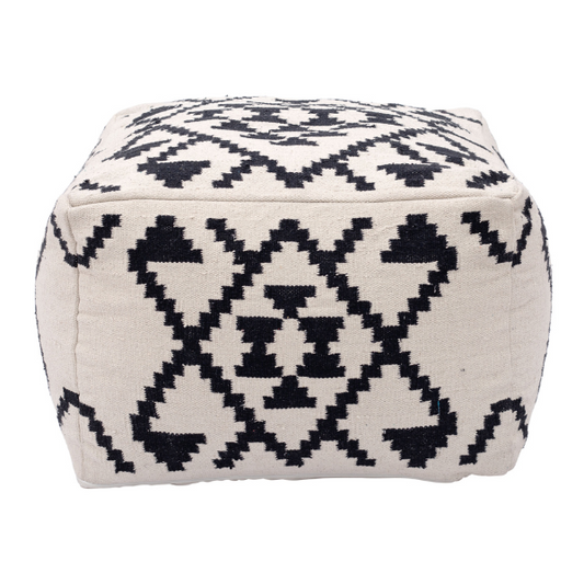 Lizardo Ottoman Beige & Black - Elite Maison