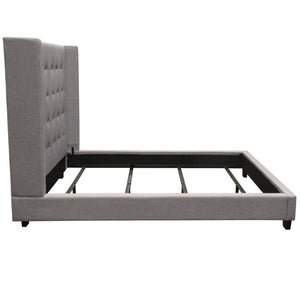 Madison Ave Tufted Wing Bed in Light Grey Button Tufted Fabric - Elite Maison