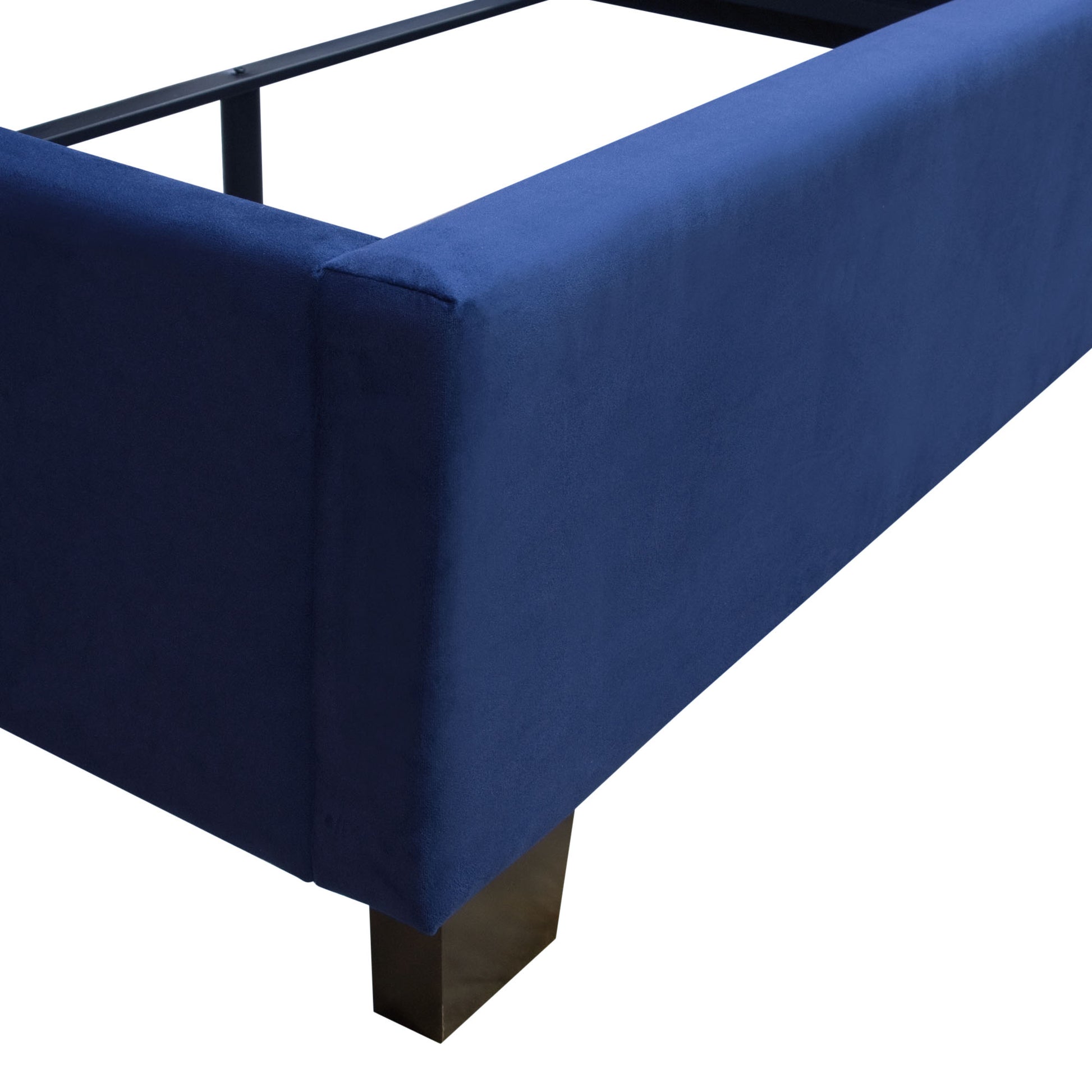 Majestic Tufted Bed in Royal Navy Velvet with Nail Head Wing Accents - Elite Maison