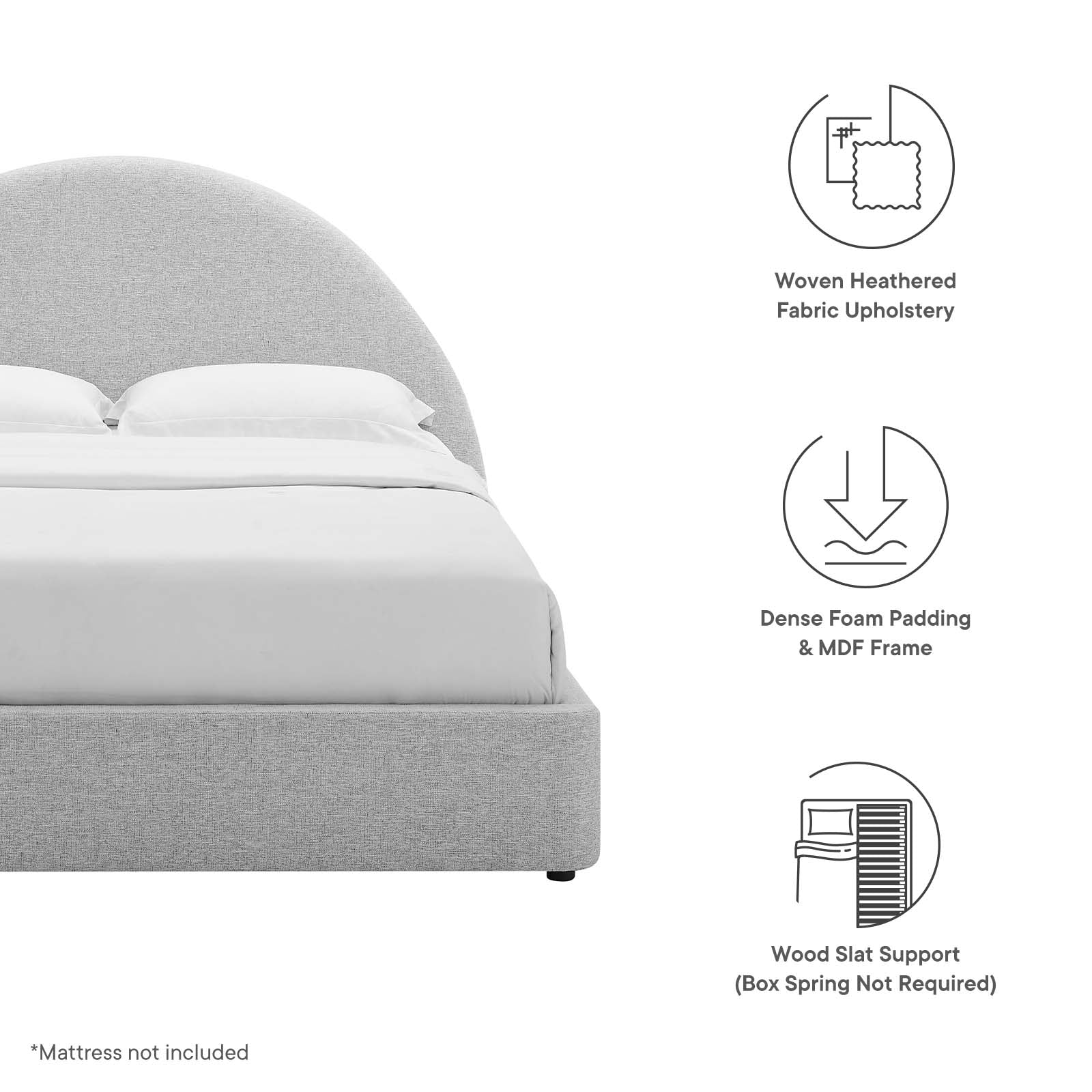 Resort Upholstered Fabric Arched Round Platform Bed - Elite Maison