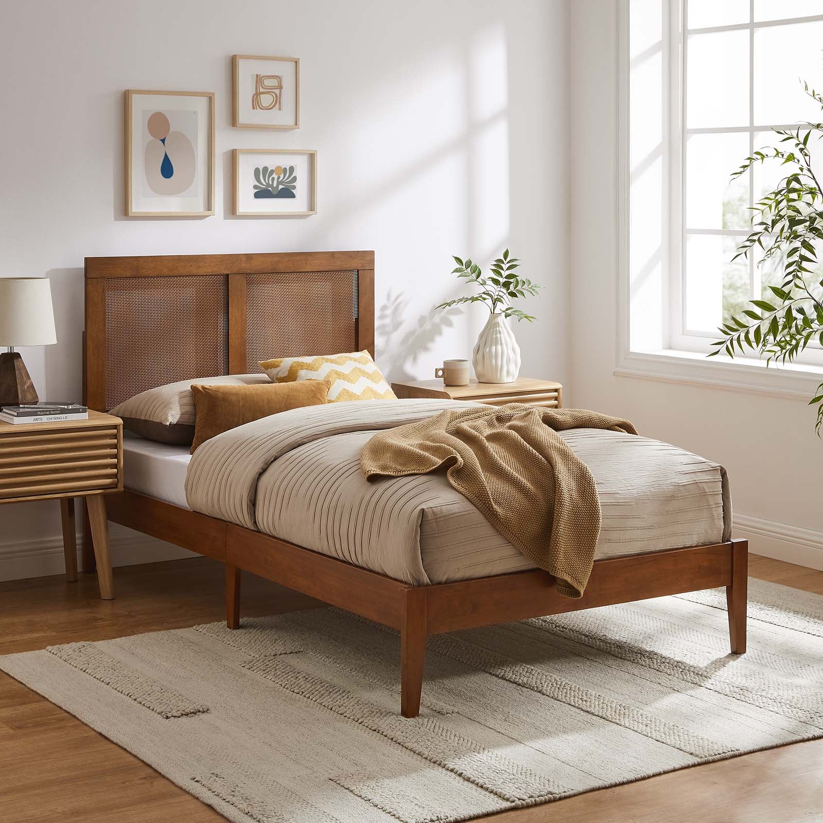 Sirocco Rattan and Wood Platform Bed - Elite Maison