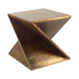 Zelda Metal-Cladded Z-Shaped Wooden Accent Table