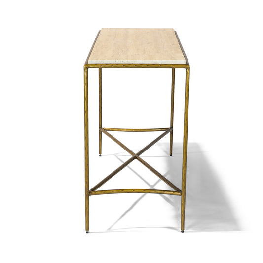 Tierra Console 48" Console Table | Travertino & Oro Lamina Finish