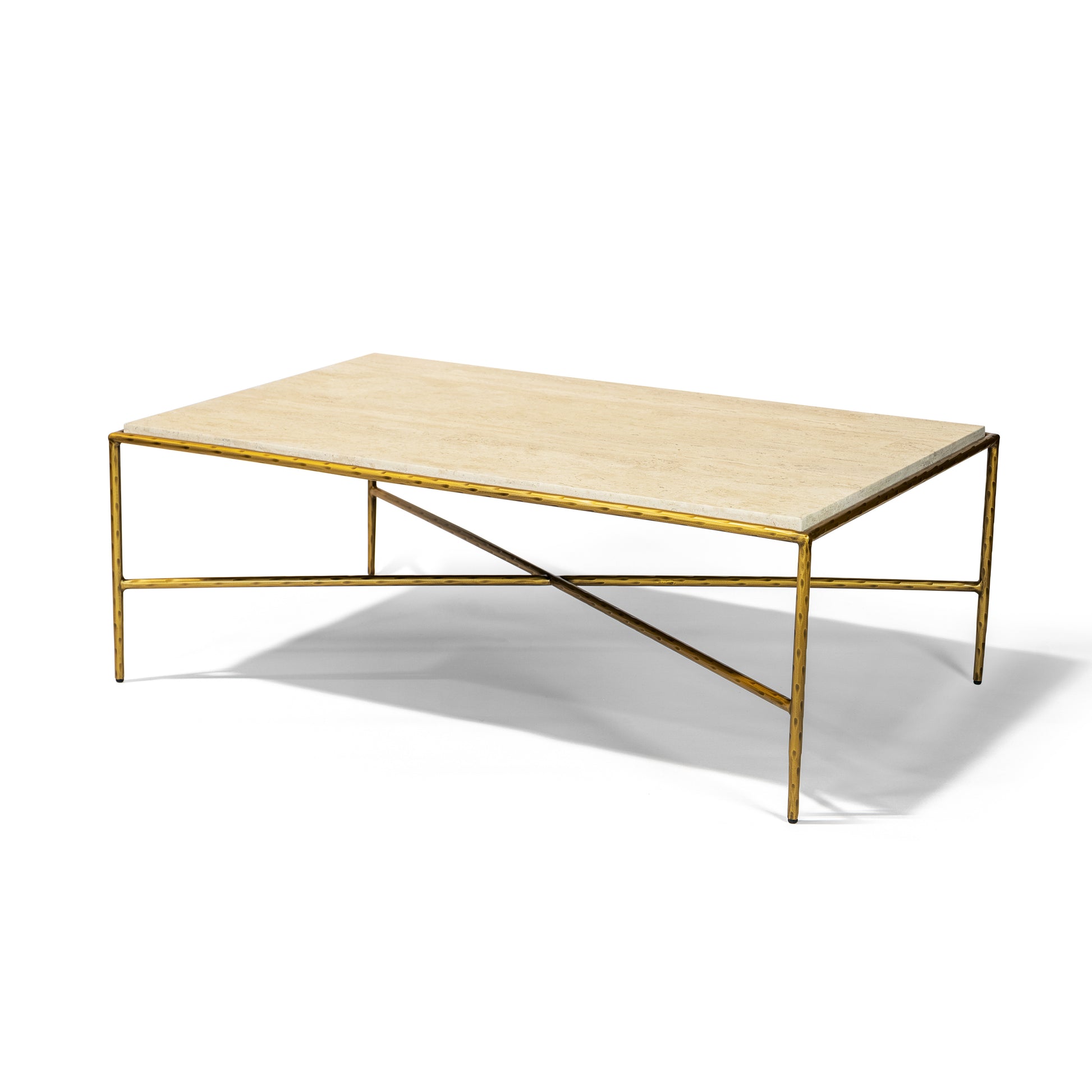 Tierra Coffee Table 48" Coffee Table | Travertino & Oro Lamina Finish