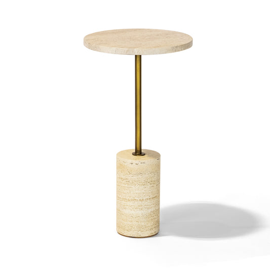Tierra Accent Table 16" Accent Table | Travertino & Gold Finish