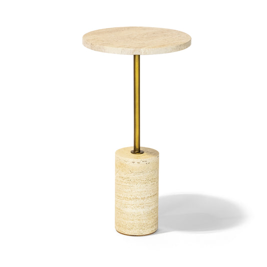 Tierra Accent Table 16" Accent Table | Travertino & Gold Finish