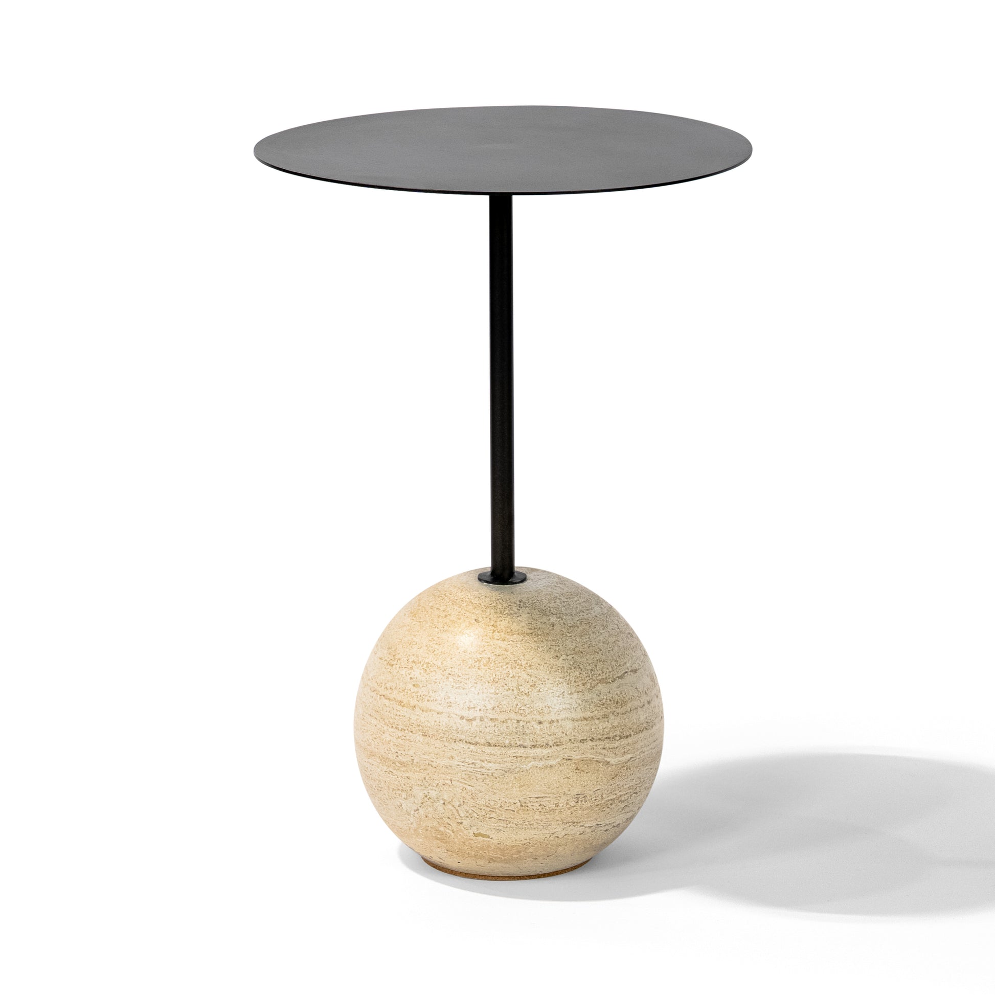 Cielo Accent Table 15" Accent Table | Travertino & Black Powder Coat Finish