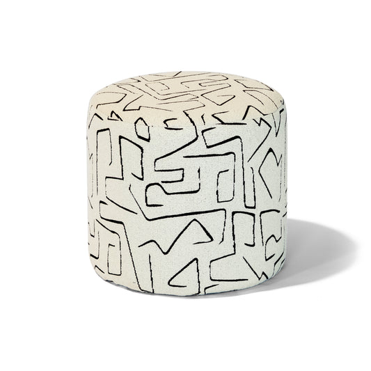 Jaguar 18" Round Ottoman | Pine Wood Frame