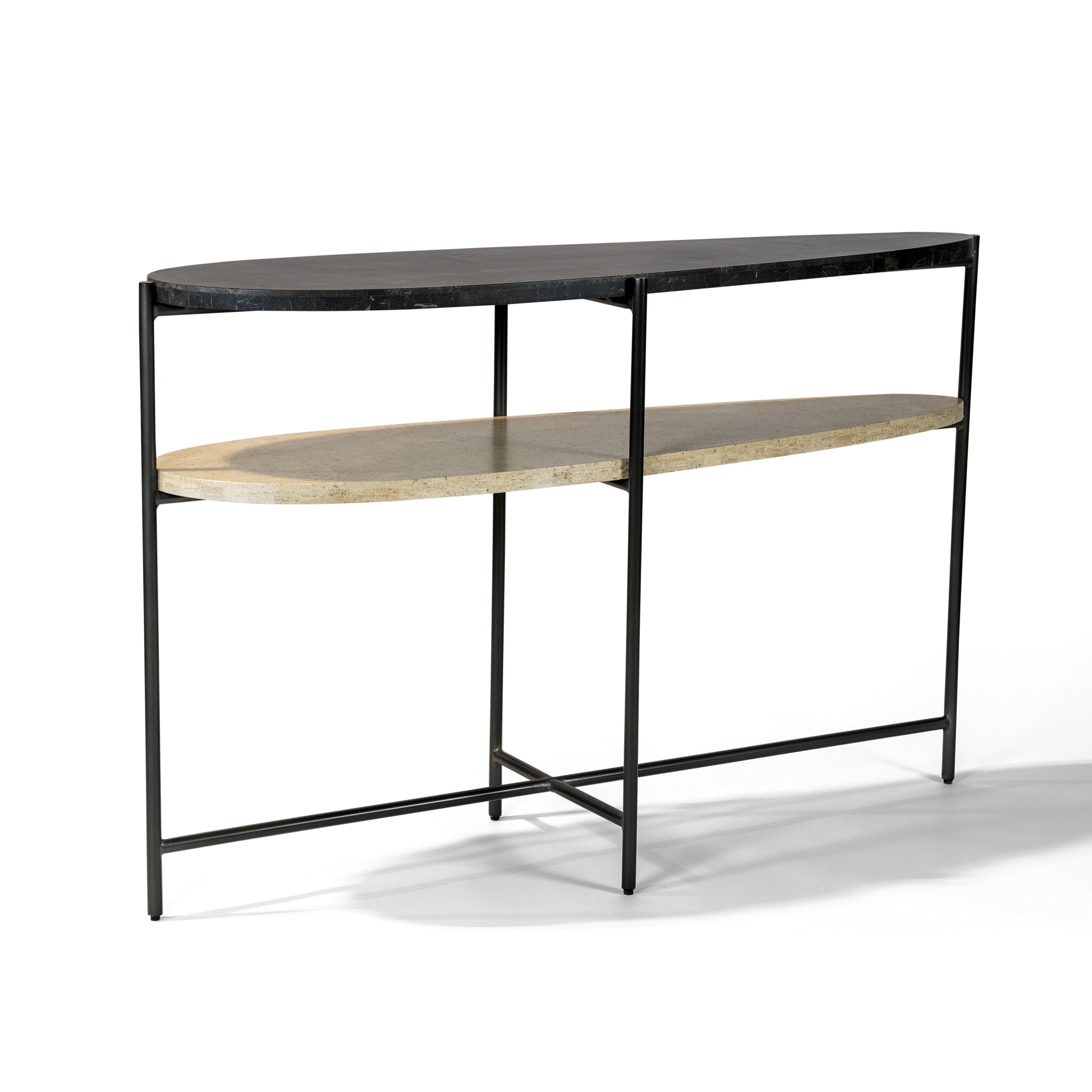 Cielo Console 50.94" Console Table | Travertino & Pewter Finish