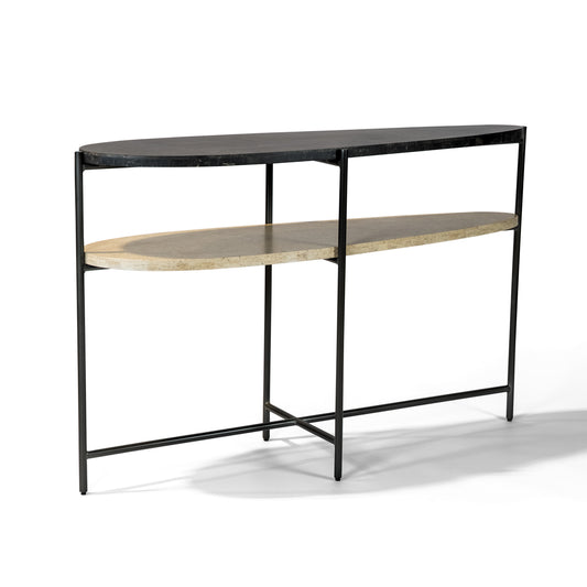 Cielo Console 50.94" Console Table | Travertino & Pewter Finish