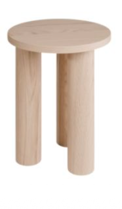 Niort Rune 16" Round Side Table | Natural Solid Mango Wood & Rolled Leg Base