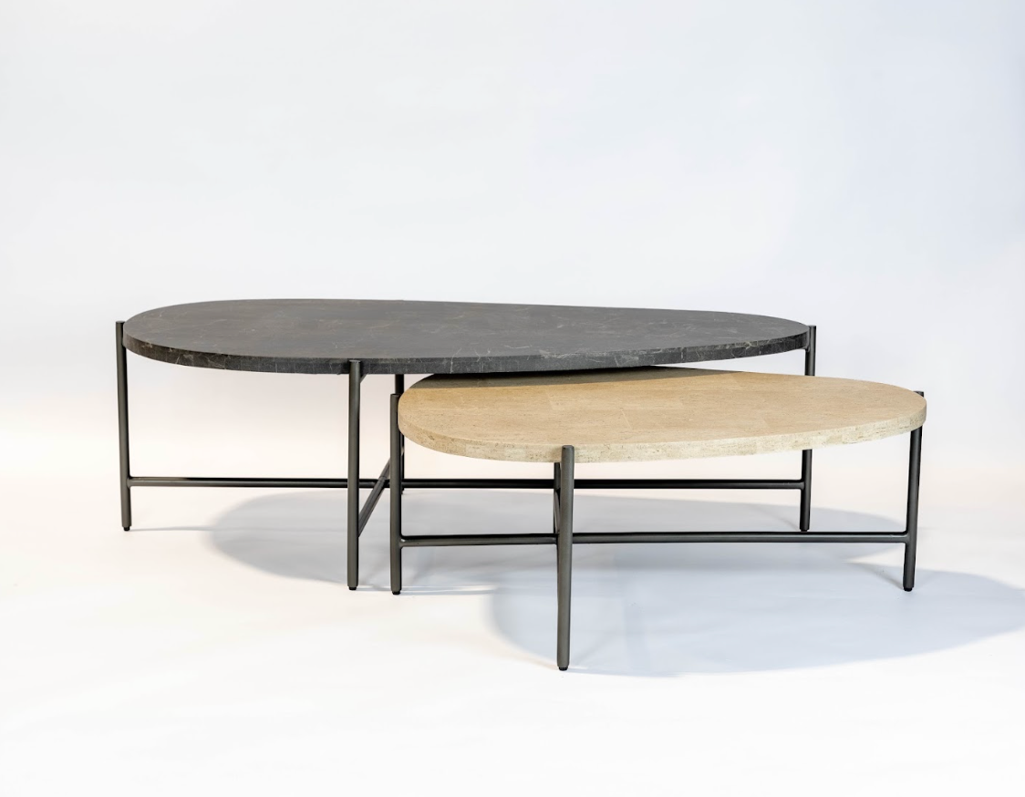 Cielo Coffee Table 50.81" Two-Piece Coffee Table Set | Bianco & Infinity Tops with Carbon Finish