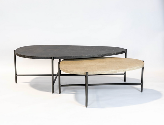 Cielo Coffee Table 50.81" Two-Piece Coffee Table Set | Bianco & Infinity Tops with Carbon Finish