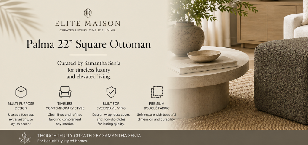 Palma 22" Square Ottoman | Pine Wood Frame
