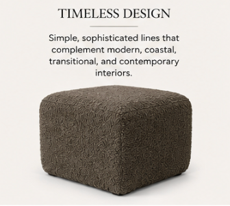 Palma 22" Square Ottoman | Pine Wood Frame