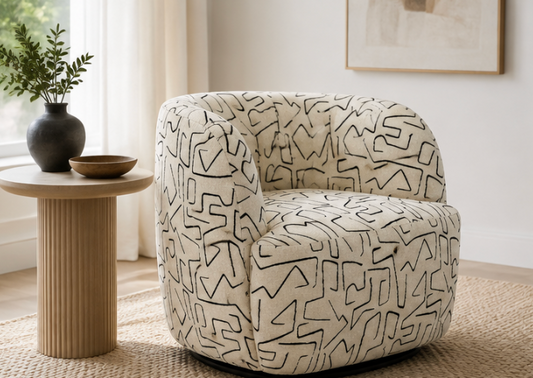 Costa 33" Swivel Accent Chair | Pine Wood Frame