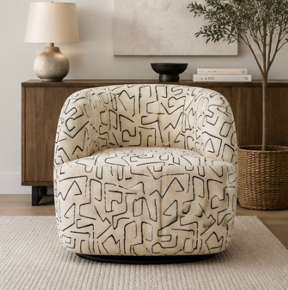 Costa 33" Swivel Accent Chair | Pine Wood Frame