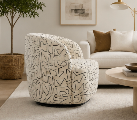 Costa 33" Swivel Accent Chair | Pine Wood Frame
