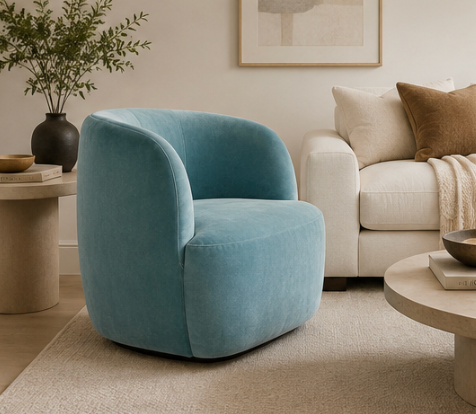 Costa 33" Swivel Accent Chair | Pine Wood Frame