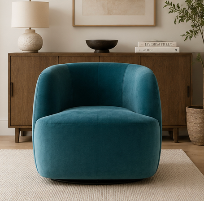 Costa 33" Swivel Accent Chair | Pine Wood Frame