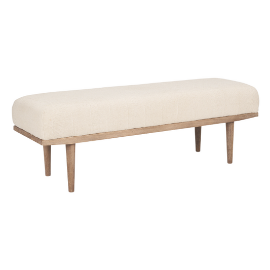 Shae Brown Wood w/ Oatmeal Fabric Bench